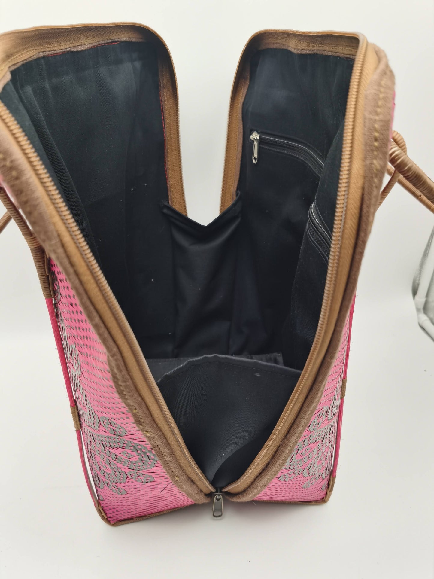 Ethnic Red Bamboo Weave Tote Bag